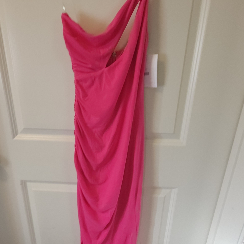 Nookie Pink Ruched One Shoulder Gown